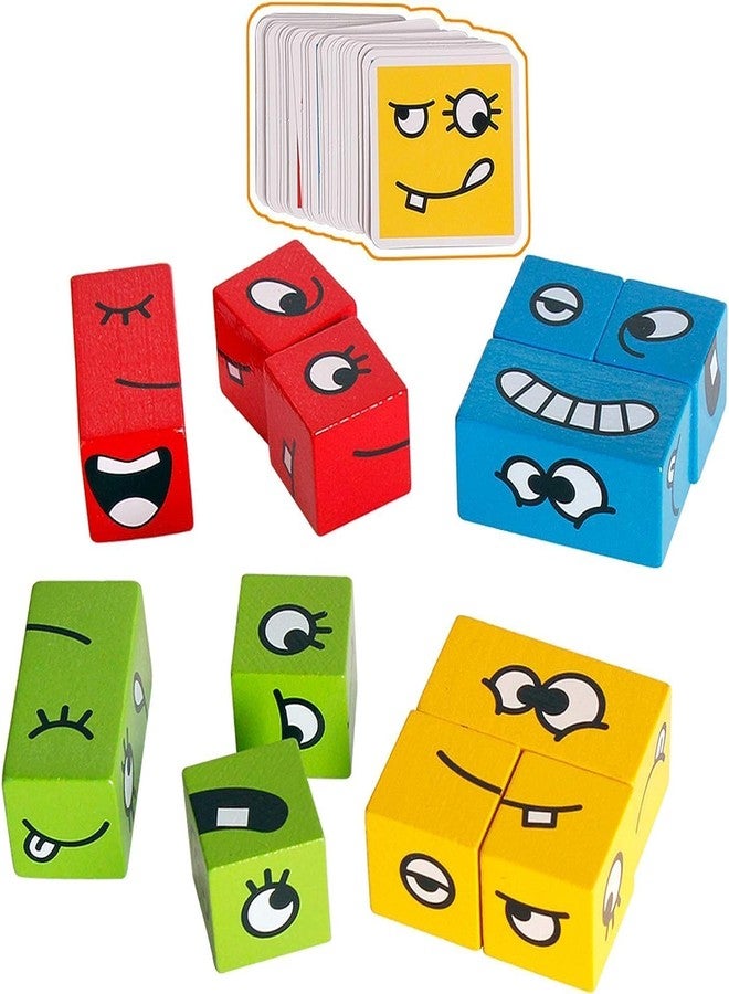 KHUMARI Face Changing Puzzle Game for Kids |Wooden Expression Blocks Brain Teaser Toy | Montessori Educational Toy for 3+ Years | Logical Thinking & Emotion Recognition Game |Fun Puzzle for children's - Image 1